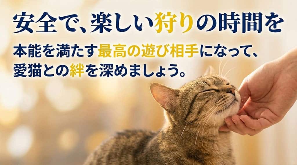 本能を満たす最高の遊び相手になって愛猫との絆を深めようと呼びかけるエンディングスライド