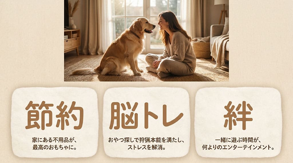 愛犬におもちゃを手作りする3つのメリット(節約・脳トレ・絆)